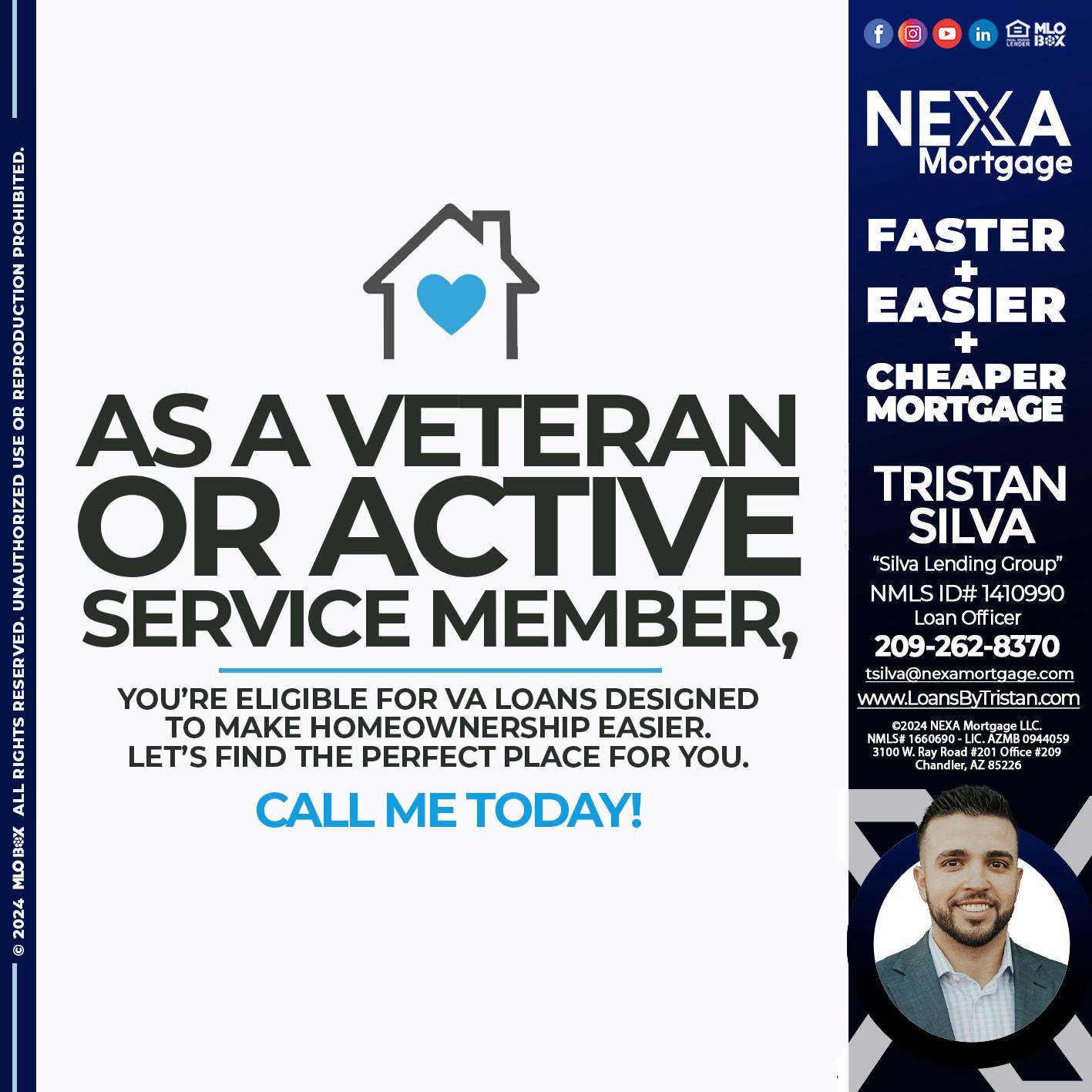 as veteran - Tristan Silva -Loan Officer