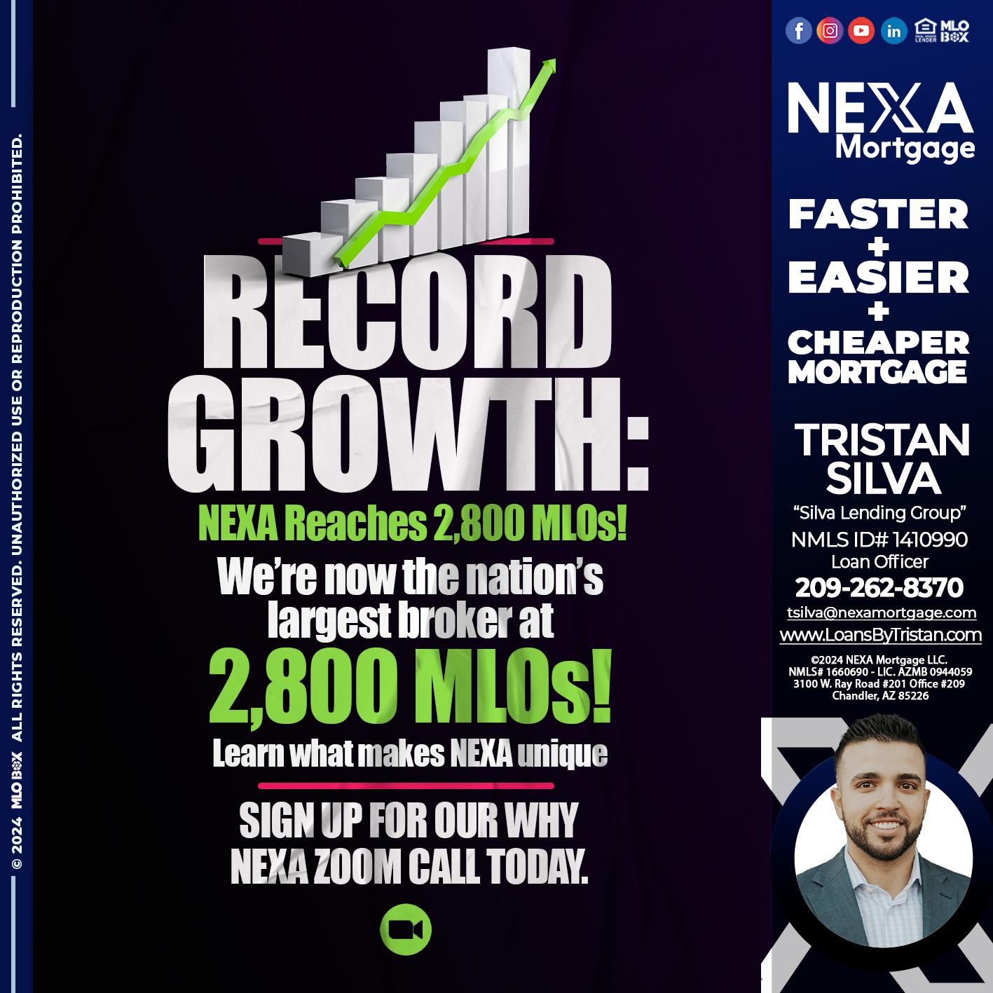 record growth - Tristan Silva -Loan Officer