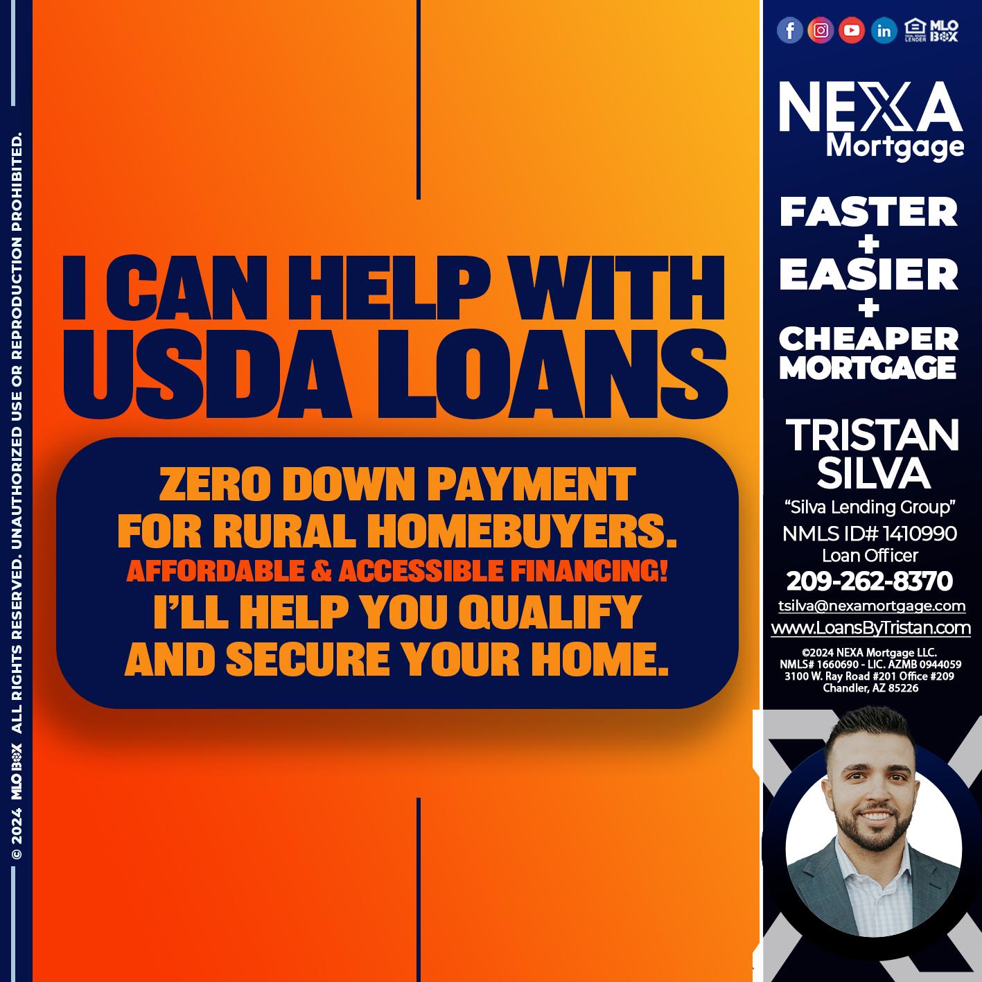 I CAN HELP USDA LOANS - Tristan Silva -Loan Officer