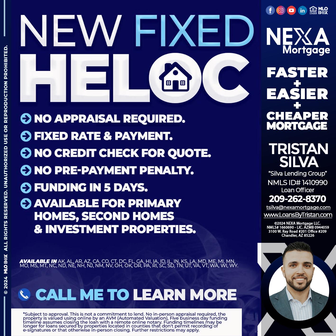 NEW FIXED HELOC - Tristan Silva -Loan Officer