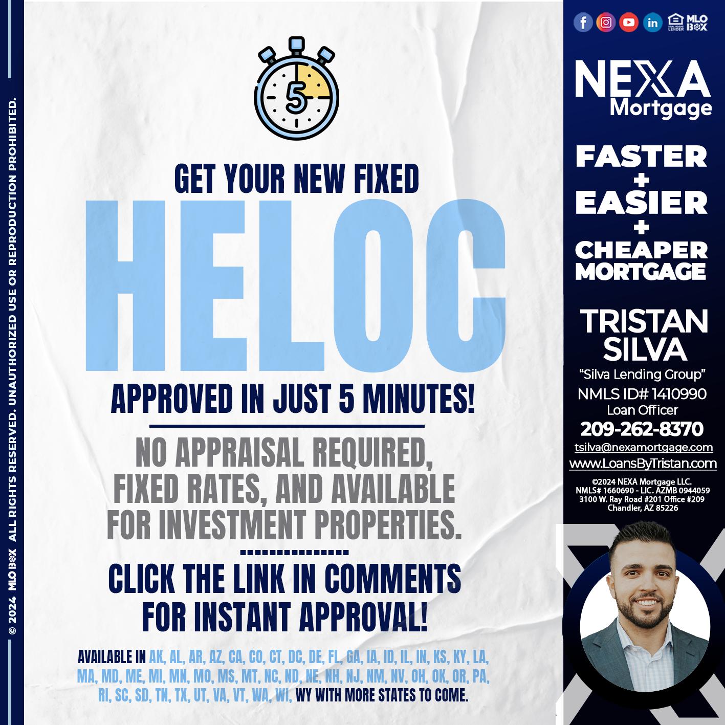 HELOC 5 MINUTES - Tristan Silva -Loan Officer
